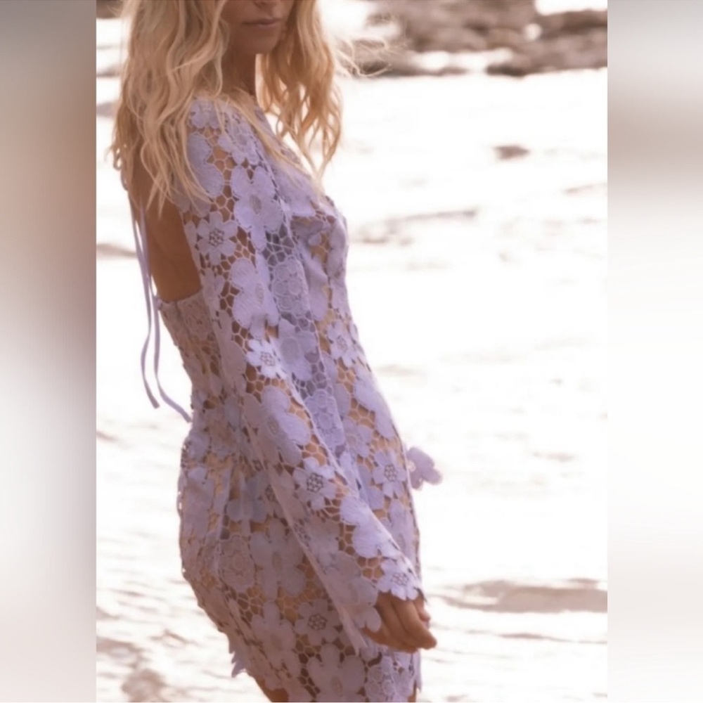 RUMER x Free People X Revolve Remi Floral Lace Mini Dress purple